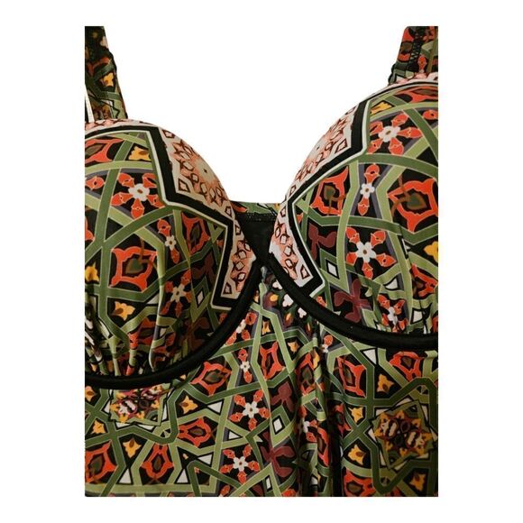 SWIMSUITS FOR ALL Flyaway Tankini Top Geometric Adjustable - Size 12 - Picture 3 of 10